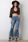 Distress Frayed Bell Bottom Denim Jeans - NoveltyOne
