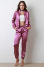Satin Double Side Stripes Track Suit Set