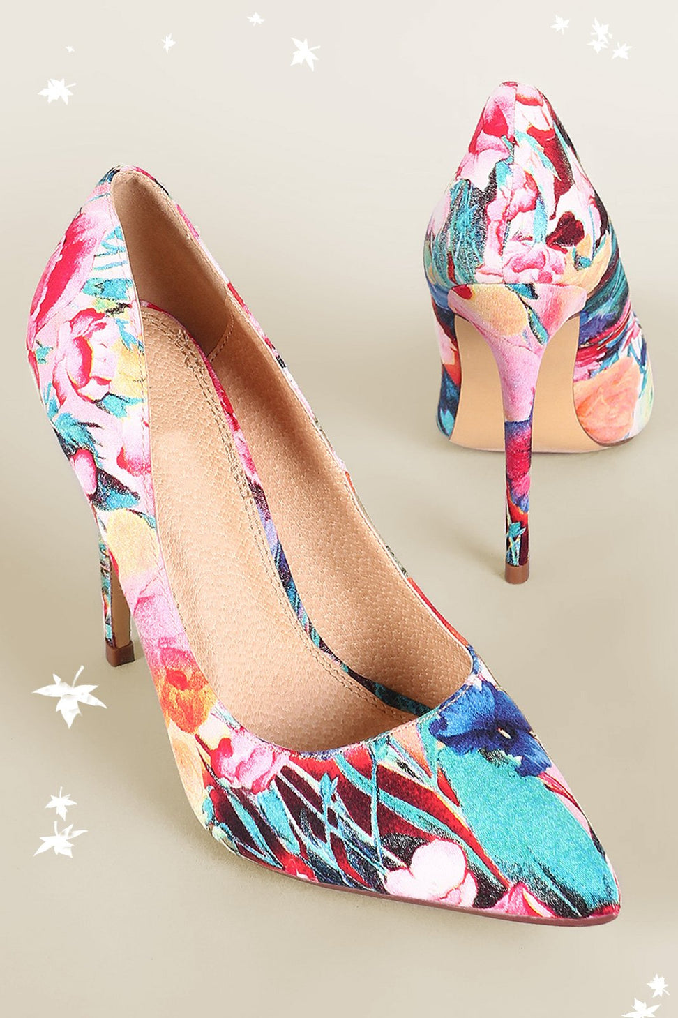 Liliana Floral Print Pointy Toe Stiletto Pump