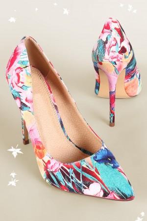 Liliana Floral Print Pointy Toe Stiletto Pump