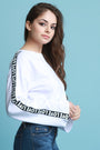 Love Graphic Print Sleeves Crop Sweatshirt