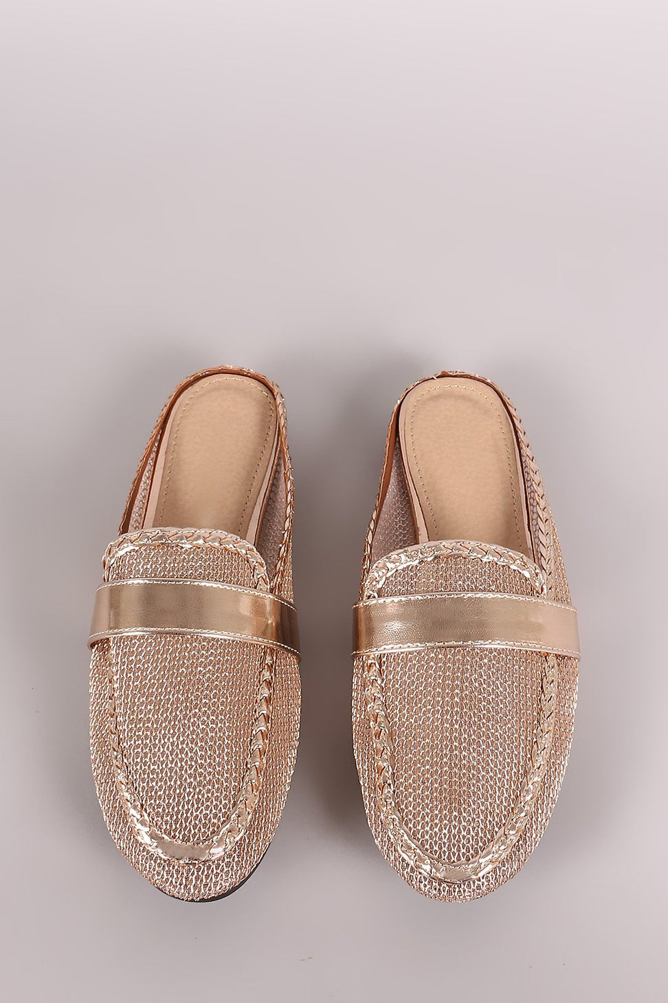 Liliana Metallic Sheer Fishnet Loafer Flats