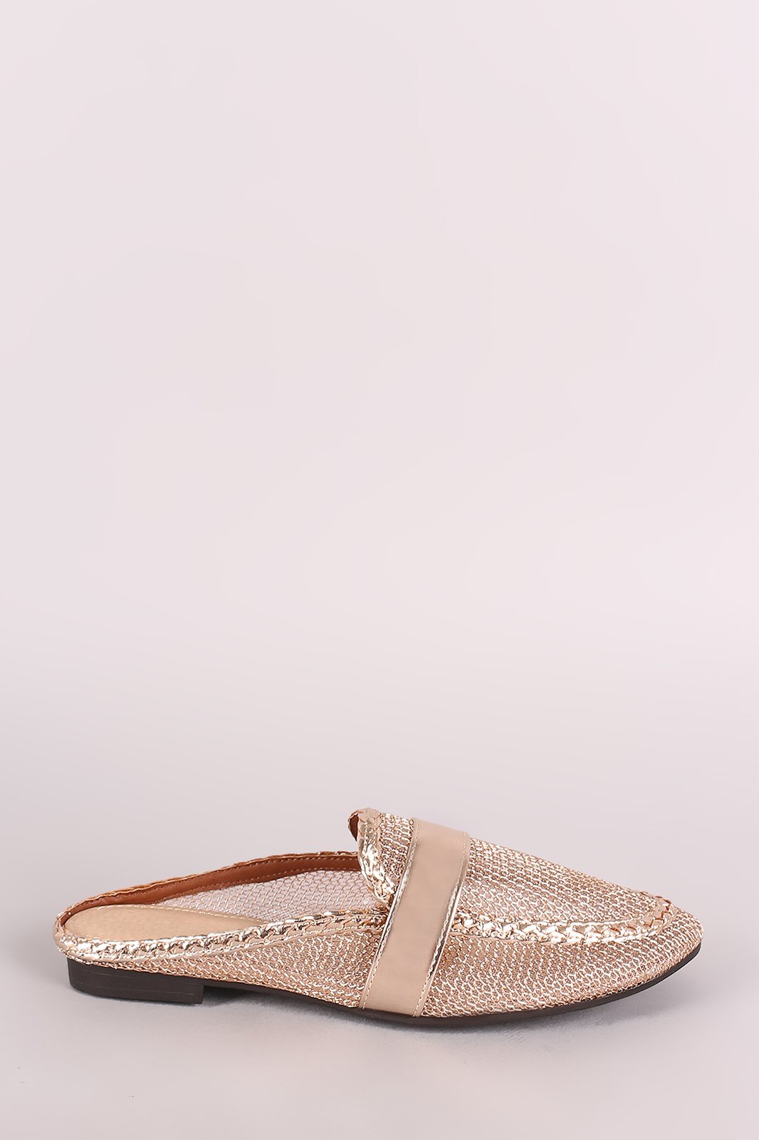 Liliana Metallic Sheer Fishnet Loafer Flats