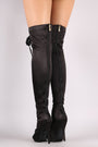 Liliana Satin Peep Toe Lace Up Over-The-Knee Boots - NoveltyOne