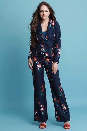 Textured Floral Pants Suit Set