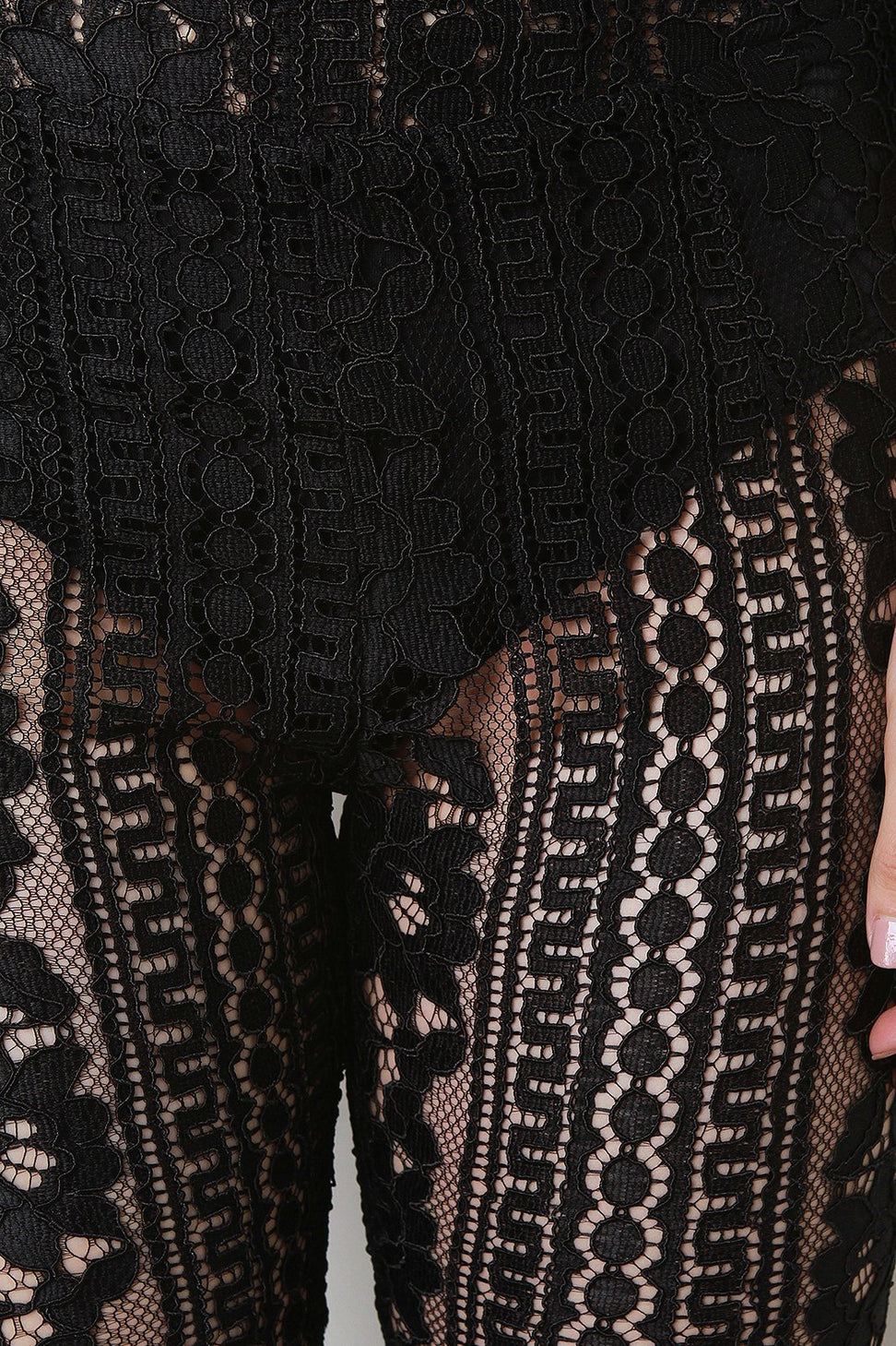 Textured Lace Deep-V Two Piece Set