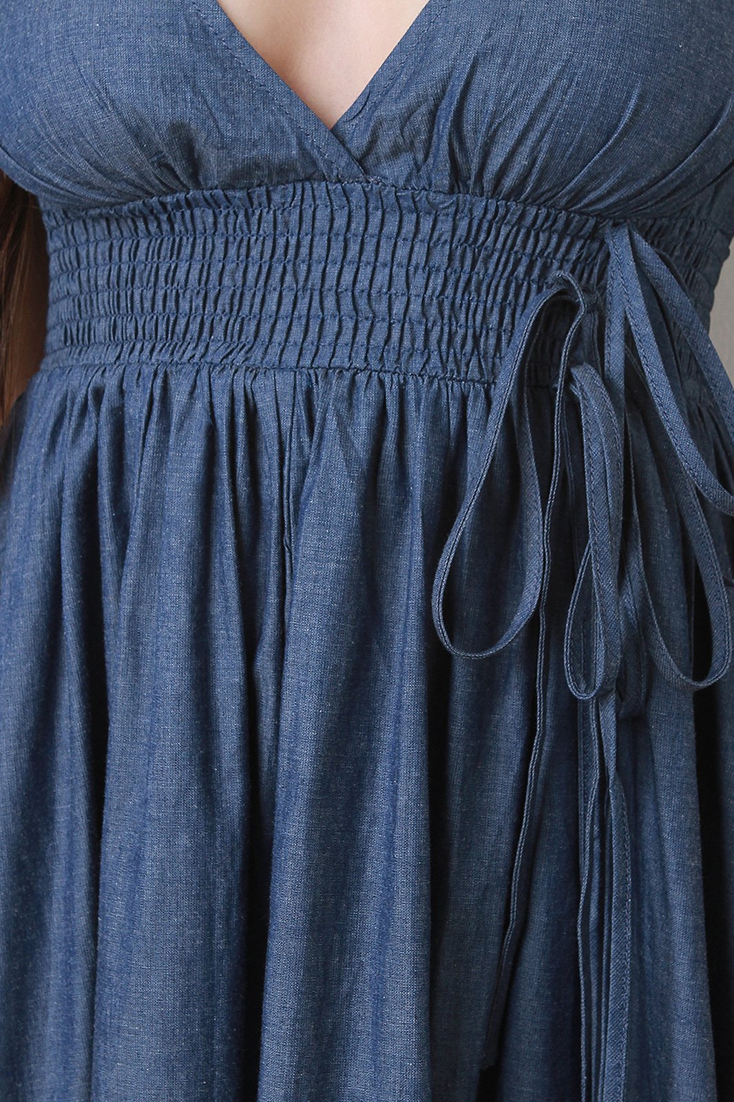 Smock Empire A-Line Denim Midi Dress