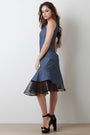 Mesh Mermaid Hem Denim Dress