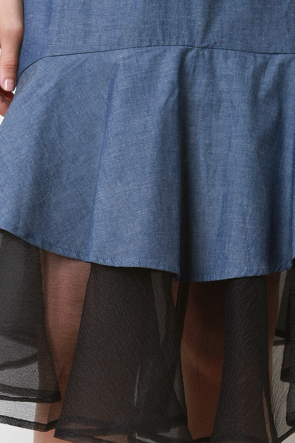 Mesh Mermaid Hem Denim Dress