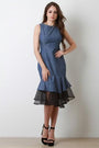 Mesh Mermaid Hem Denim Dress