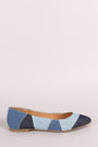 Bamboo Denim Patchwork Pointy Toe Flat