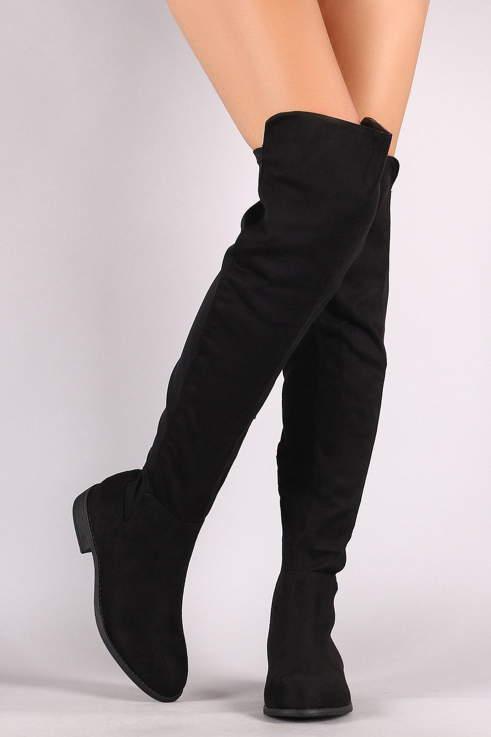 Wild Diva Lounge Suede Elastane Panel Over-The-Knee Riding Boots