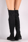 Wild Diva Lounge Suede Elastane Panel Over-The-Knee Riding Boots