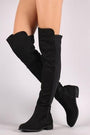 Wild Diva Lounge Suede Elastane Panel Over-The-Knee Riding Boots