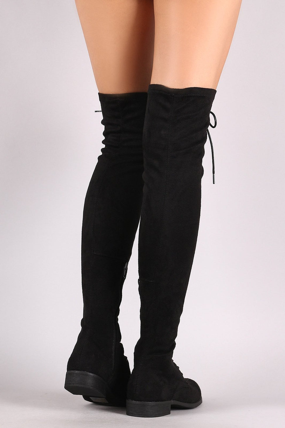 Wild Diva Lounge Suede Lace Up Over-The-Knee Combat Boots