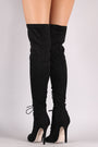 Wild Diva Lounge Suede Lace Up Stiletto Over-The-Knee Boots