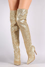 Wild Diva Lounge Glitter Pointy Toe Stiletto Over-The-Knee Boots