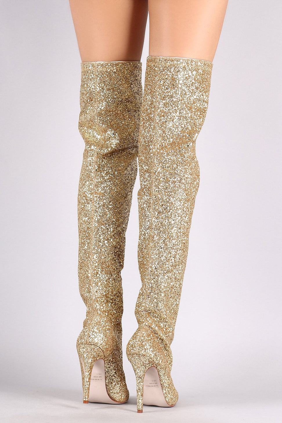 Wild Diva Lounge Glitter Pointy Toe Stiletto Over-The-Knee Boots