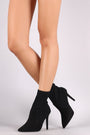 Qupid Sweater Knit Suede Pointy Toe Stiletto Booties