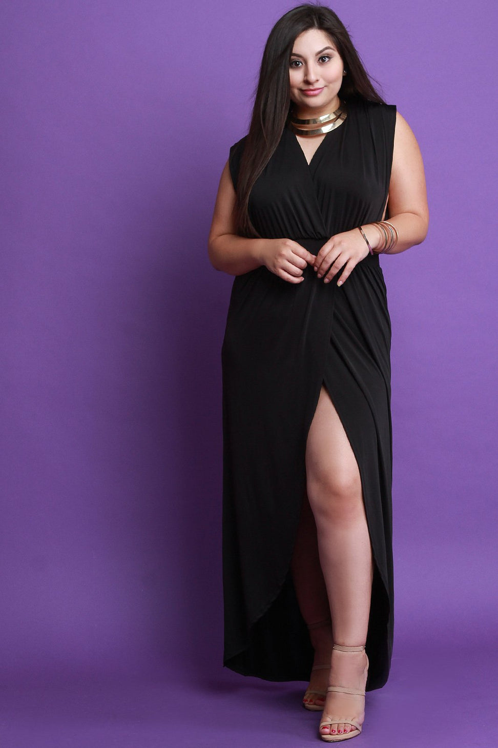 Surplice Slit Maxi Dress