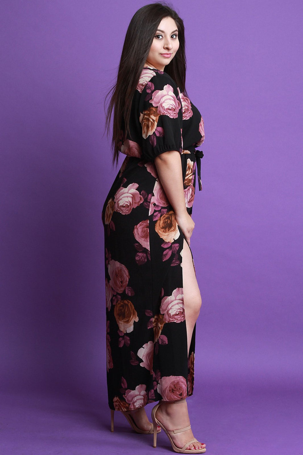 Floral M-Slit Surplice Maxi Dress