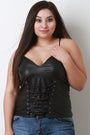 Vegan Leather Corset Lace-Up Top