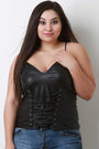Vegan Leather Corset Lace-Up Top