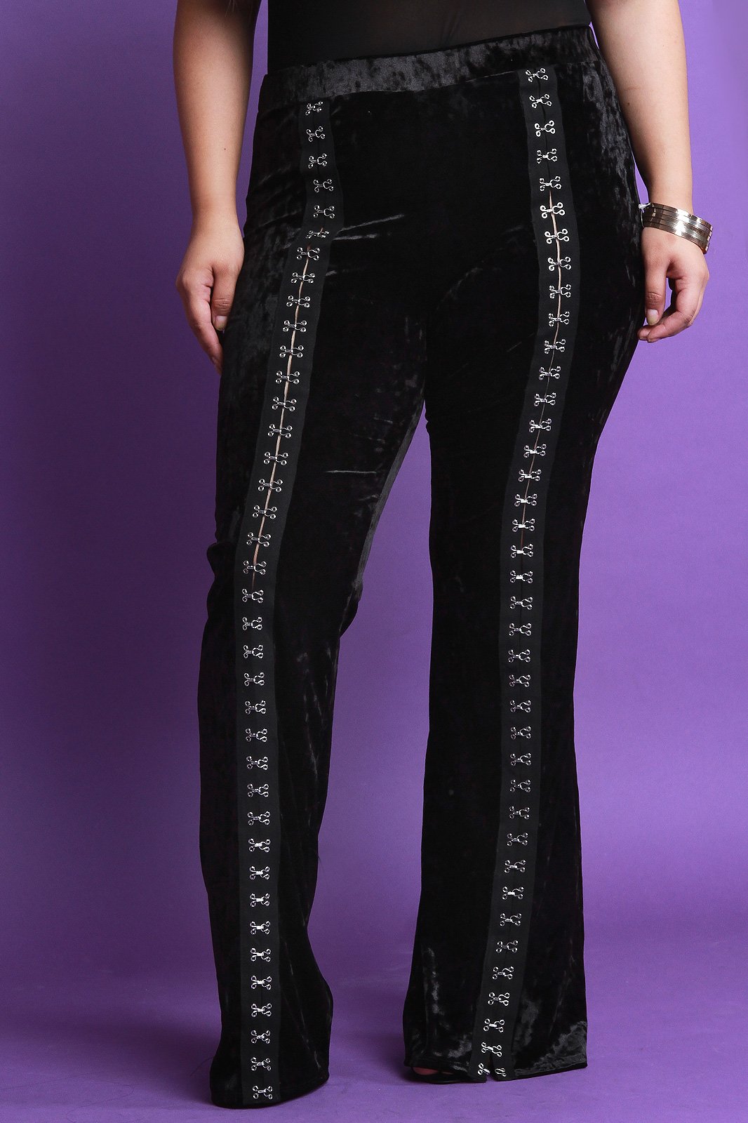 Hook-N-Eye Crush Velvet Flare Pants