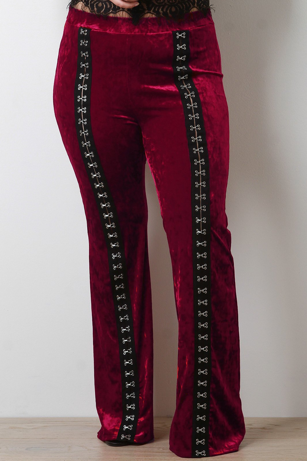 Hook-N-Eye Crush Velvet Flare Pants