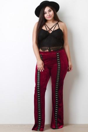 Hook-N-Eye Crush Velvet Flare Pants
