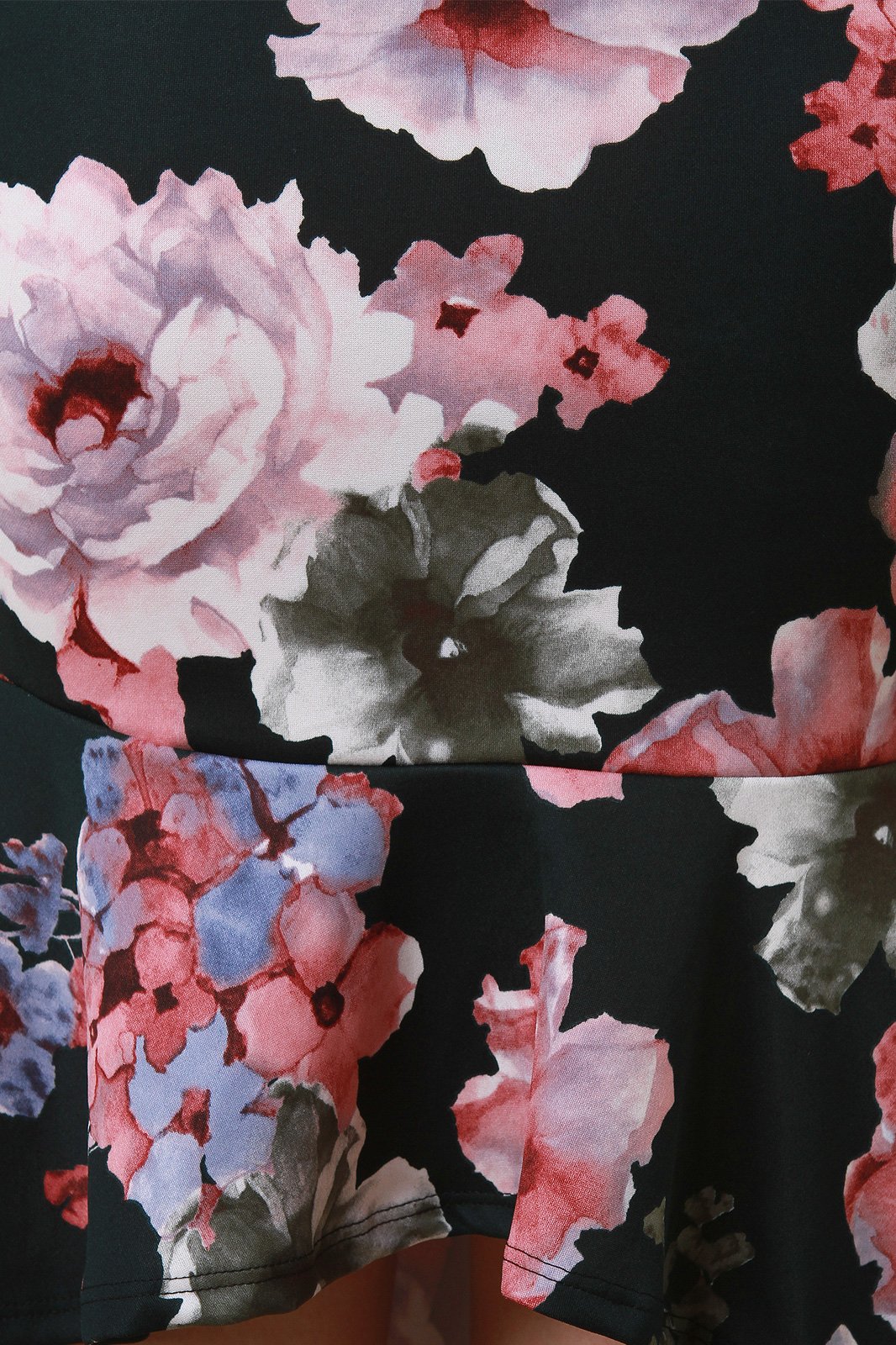 Floral High Waisted Peplum High Low Skirt