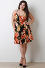 Floral Print Sweetheart Skater Dress