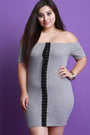 Off-The-Shoulder Lace Up Elbow Sleeves Bodycon Mini Dress
