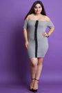 Off-The-Shoulder Lace Up Elbow Sleeves Bodycon Mini Dress