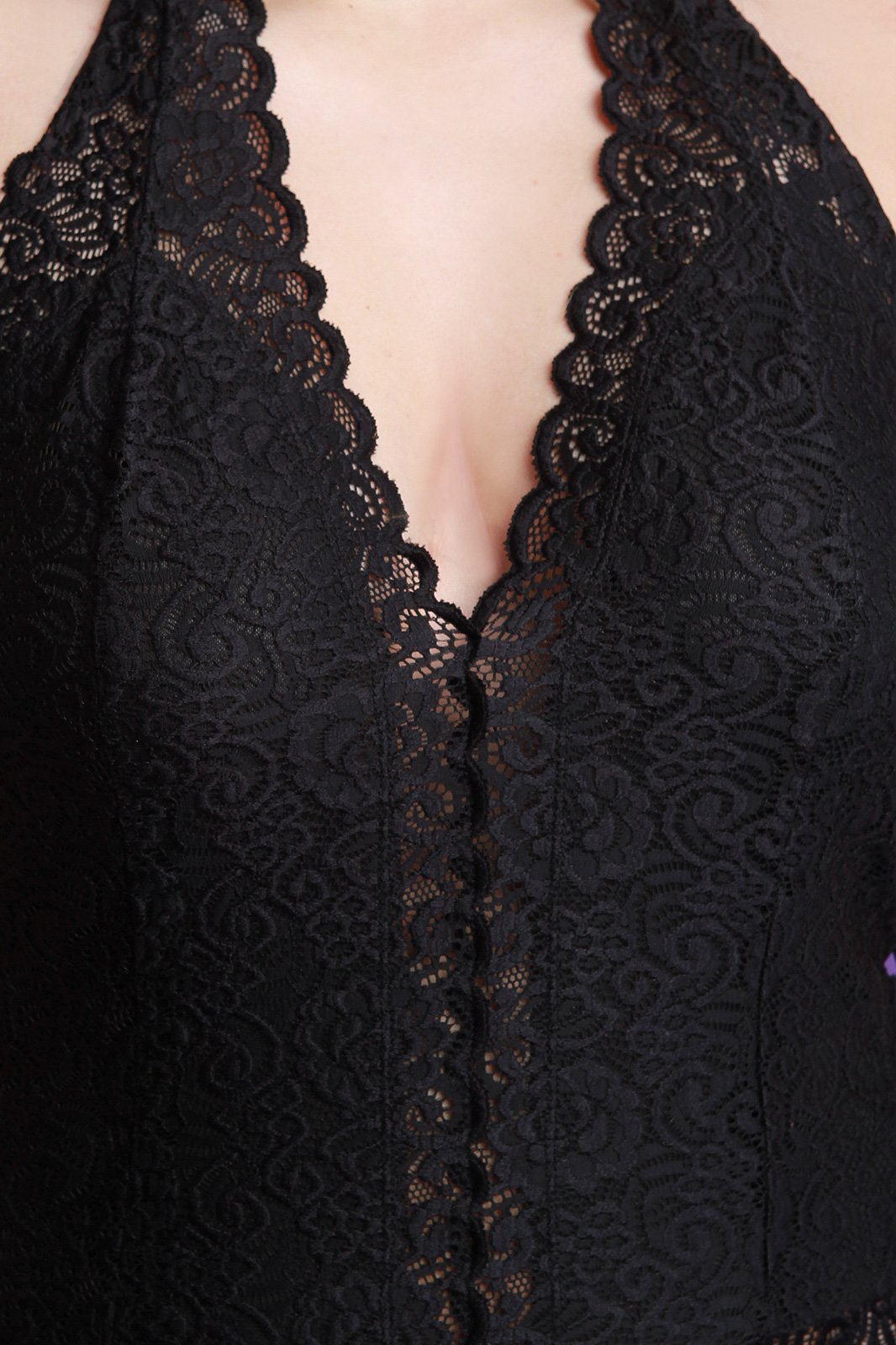 Filigree Lace Scalloped Halter Cheeky Romper - NoveltyOne