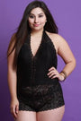 Filigree Lace Scalloped Halter Cheeky Romper - NoveltyOne