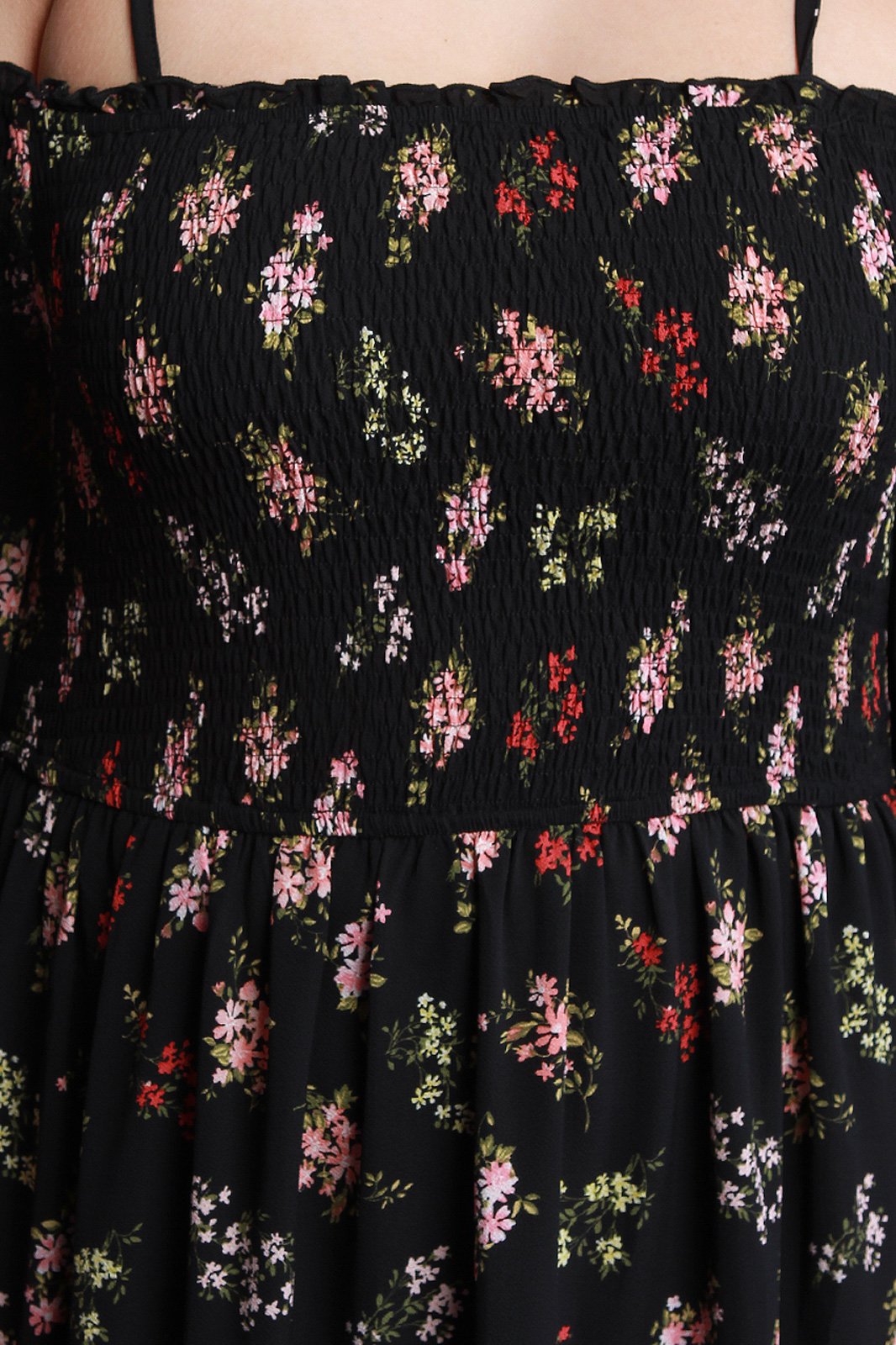 Floral Print Smocked Bell Sleeves Dress