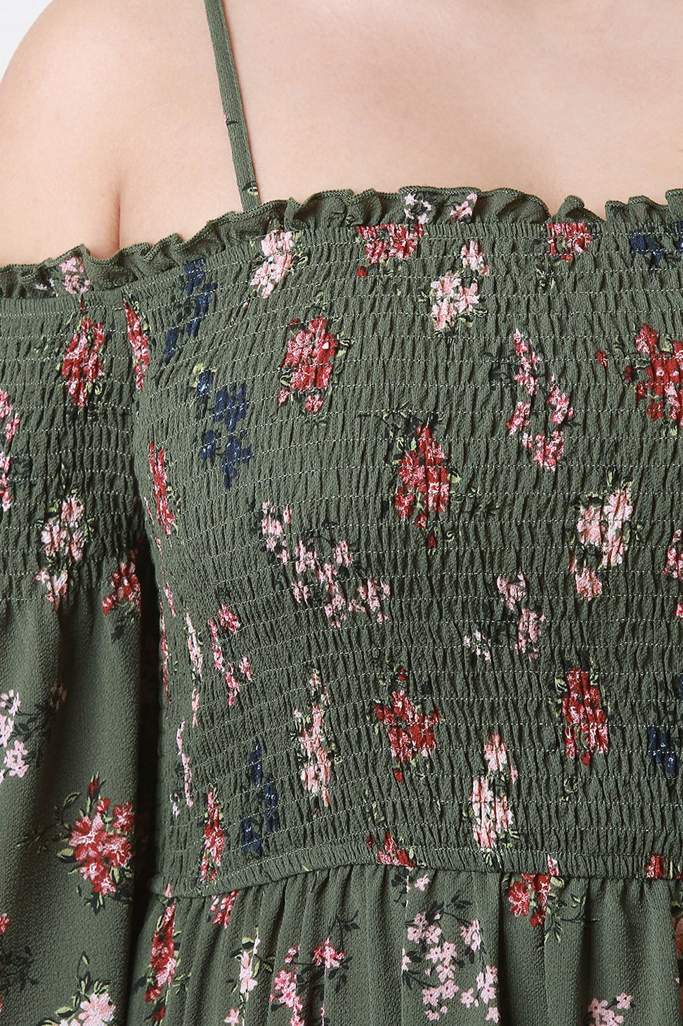 Floral Print Smocked Bell Sleeves Dress