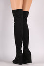 Bamboo Suede Round Toe Chunky Heeled Over-The-Knee Boots