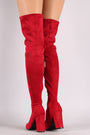 Bamboo Suede Round Toe Chunky Heeled Over-The-Knee Boots