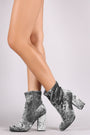 Bamboo Velvet Almond Toe Chunky Heeled Booties