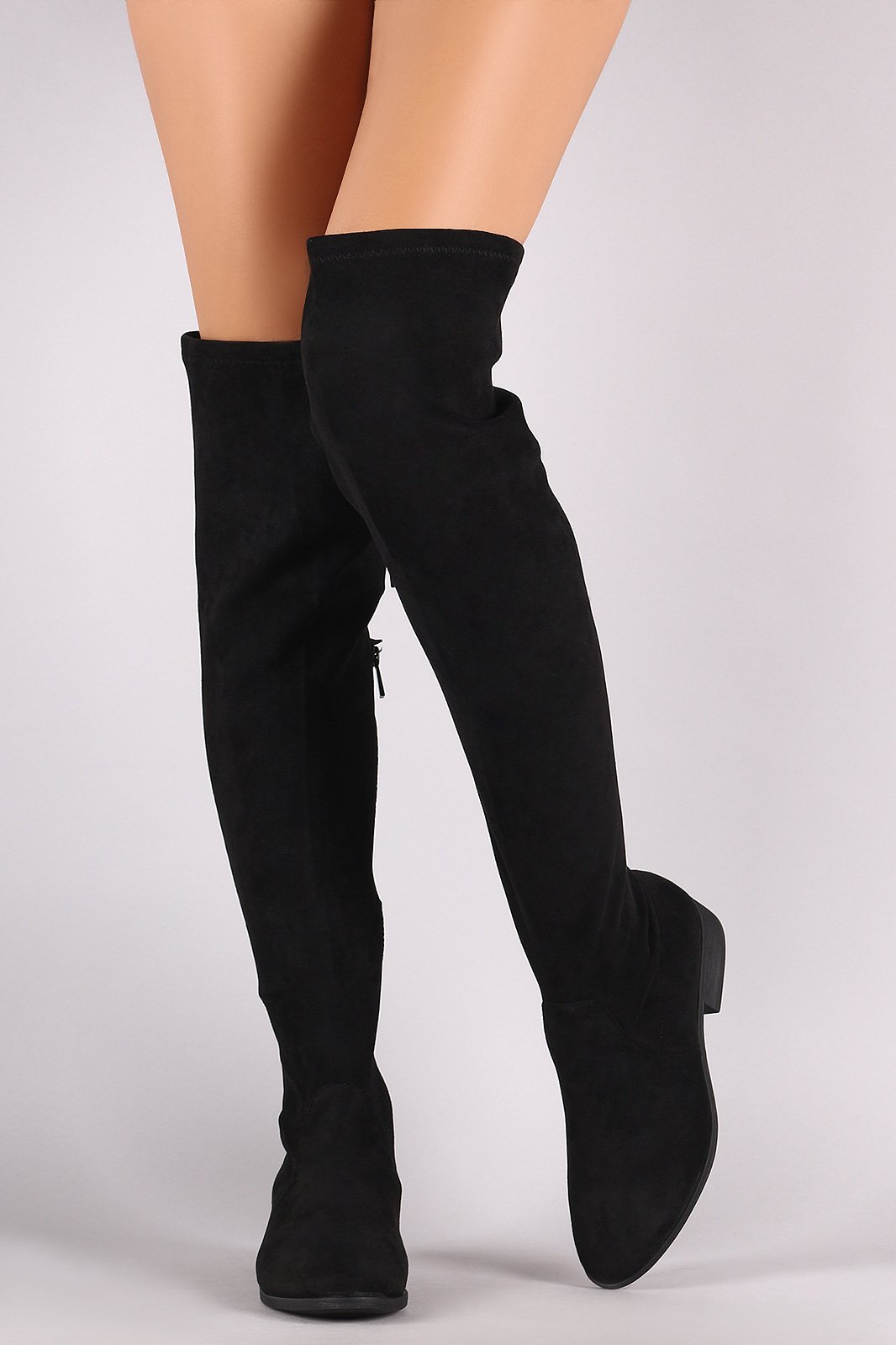 Bamboo Suede Almond Toe Over-The-Knee Riding Boots