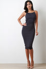 Foil Square Neck Chain Backless Bodycon Midi Dress - NoveltyOne