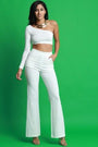 Textured Knit High Waist Flare Pants