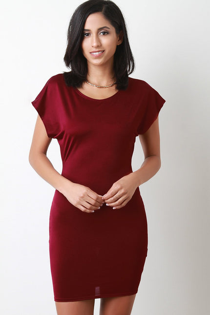 Lightweight Stretchy Knit Short Sleeve Mini Dress