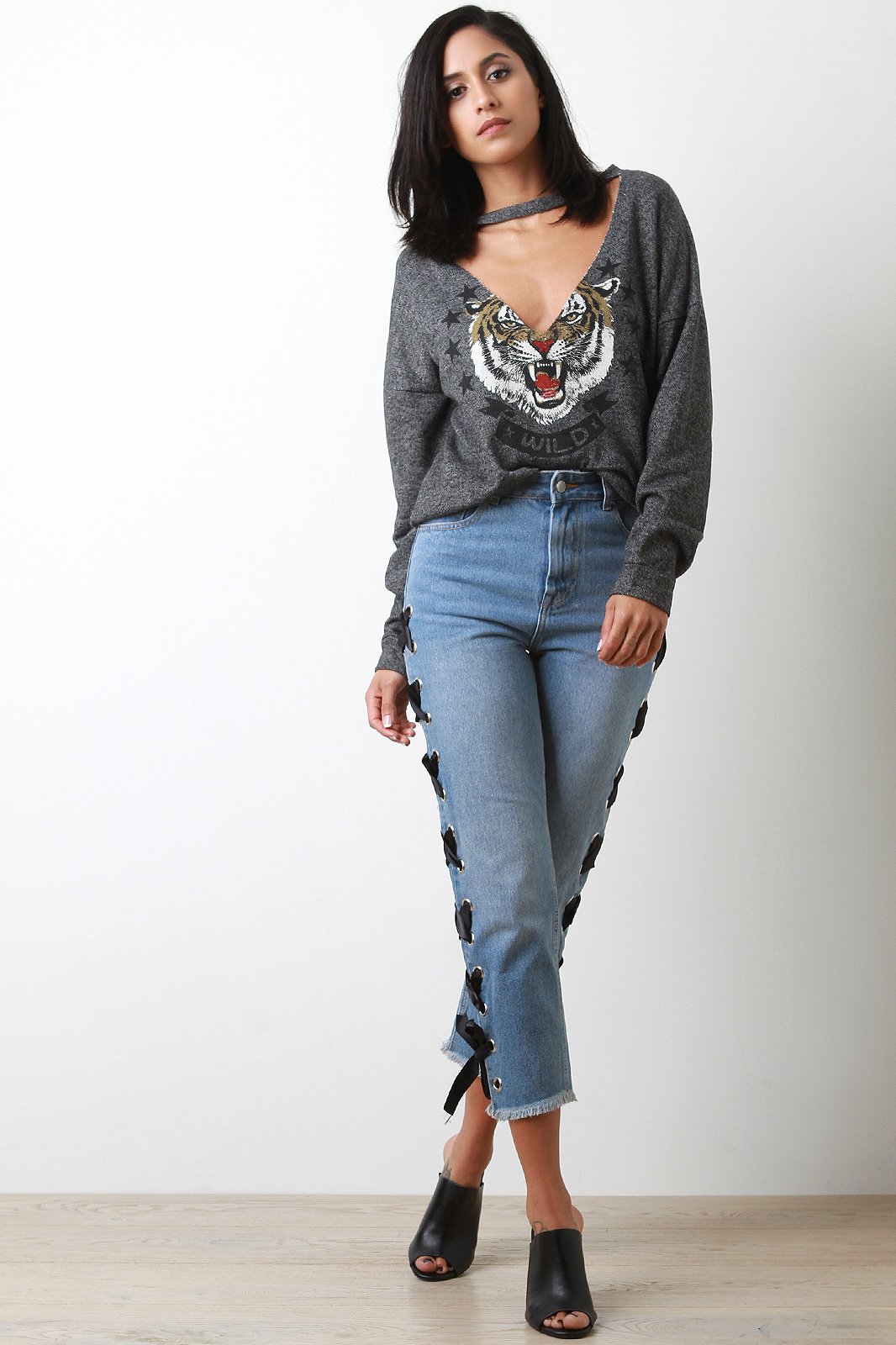 Terry Cloth Wild Tiger Sweater Top