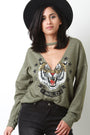 Terry Cloth Wild Tiger Sweater Top