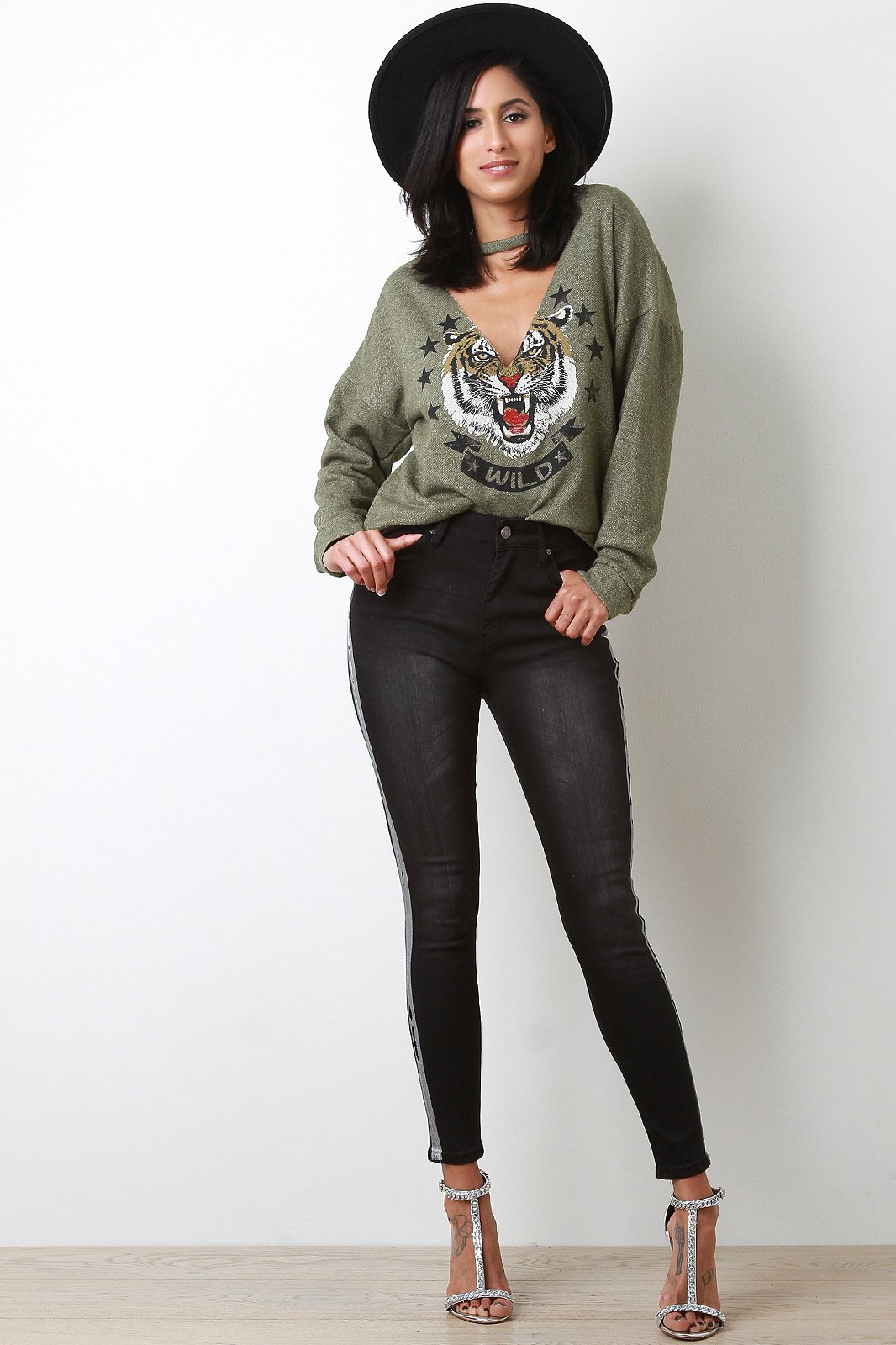 Terry Cloth Wild Tiger Sweater Top