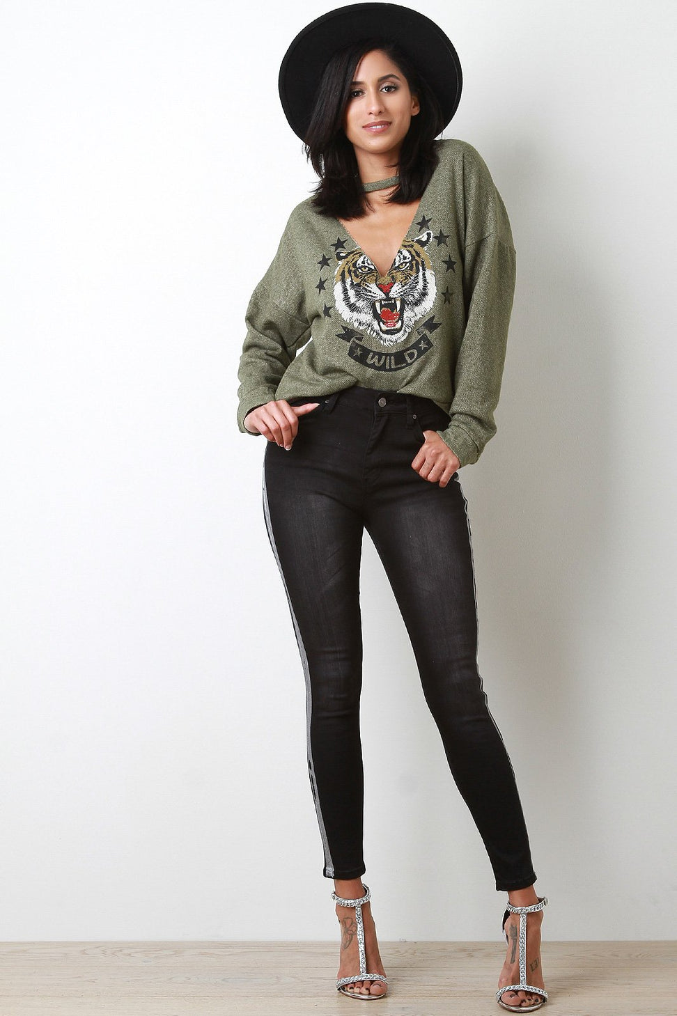 Terry Cloth Wild Tiger Sweater Top