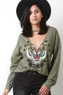 Terry Cloth Wild Tiger Sweater Top
